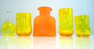 Orange and Yellow hand blown Blenko Glass